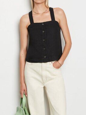 Alex Mill Zoe Linen Tank in Black Size Large